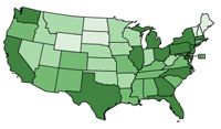 Map of US Showing Grant Amounts by State