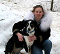 Heather Huson and her Alaskan sled dog Kestrel