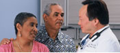 Photo of doctor consulting with patients