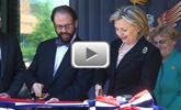 Steven Leeds and Hillary Clinton at building dedication