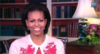 screenshot of video showing Michelle Obama