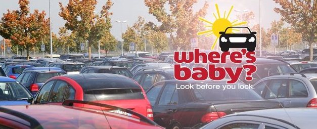 image of cars in parking lot with image of Where's Baby? campaign logo