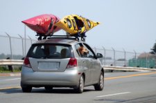 Vehicle with loaded roof rack