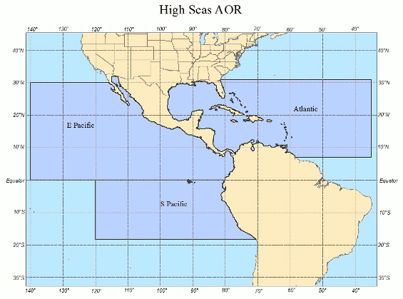 [map of High Seas Forecast Area of Responsibility]