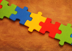 Autism puzzle pieces connected together.