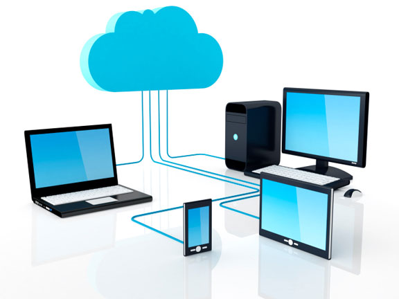 image of computers conneted to cloud