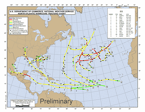 Preliminary North Atlantic Tropical Cyclone Tracks