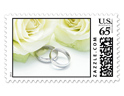 Wedding Rings &amp; White Roses Custom Postage