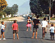 Children playing in the road.