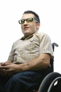 Male using a wheelchair