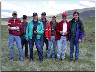 From left to right:  PLF volunteers and a BLM wildlife biologist on a monitoring project for the endangered southern Idaho ground squirrel, conducted in conjunction with Defenders of Wildlife