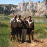 Assistant Secretary for Water and Science Anne Castle joins BLM river rangers for group photo during a tour of the Upper Missouri Wild and Scenic River on July 26. (From left, Mark Schaefer, BLM; Nichole Lister, BLM; Castle; and Aaron Conway, BLM.) Photo by BLM.