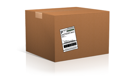Image of a box with a parcel return sticker attached
