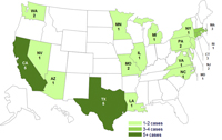 Persons infected with the outbreak strains of Salmonella Bredeney, by State