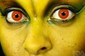 Woman wearing decorative contacts