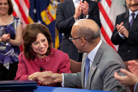 Secretary Solis at MOU signing