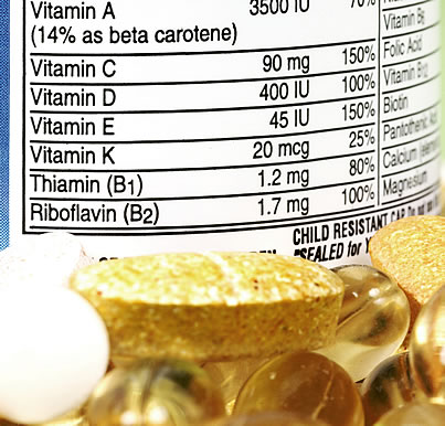 supplement label with pills