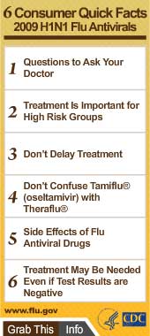 6 Consumer Quick Facts for 2009 H1N1 Flu Antivirals. Flash Player 9 is required.