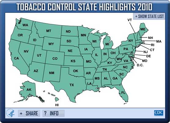 Tobacco Control State Highlights 2010 Widget. Flash Player 9 is required.