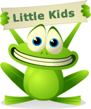 Frog holding a sign that says Little Kids