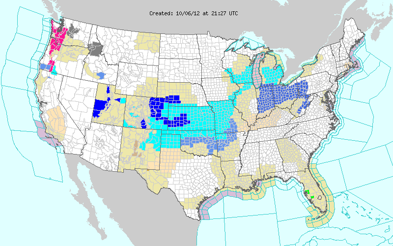 NWS Watch, Warning, Advisory Map