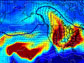 Model simulation of carbon monoxide in the middle and upper troposphere in March-April 2010.