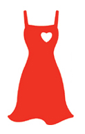 Ilustración del logo del vestido rojo, el símbolo nacional sobre la concientización de las enfermedades del corazón en la mujer