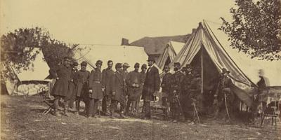 Image of Lincoln at McClellan's camp