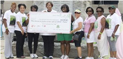 Members of Alpha Kappa Alpha Sorority in Atlanta, GA pose with a check from their  two-mile walk for heart disease awareness in women.