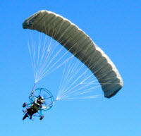 Powered parachute in flight