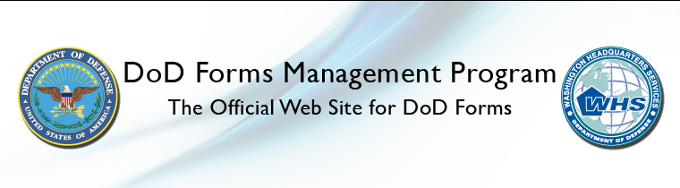DoD Logo; DoD Forms Management Program: The Officiial Web Site for DoD Programs; WHS Logo