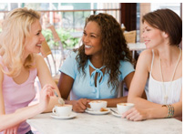 Group of diverse women in a cafe