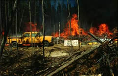 [Photograph]: fire suppression equipment testing.