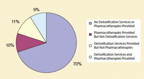 Pie chart showing percentage correctional facilities offering services