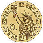 Image shows the back of a Presidential $1 Coin.