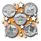 Icon shows some of the Westward Journey nickels among stars.