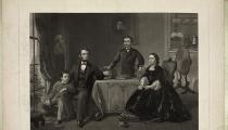 Lincoln and his family, painted by S.B. Waugh; engraved by William Sartain.
