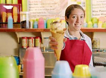 Teen working at an ice cream parlor