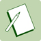 A green icon of a pencil and note pad.