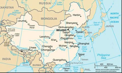 Date: 01/04/2012 Description: Map of China. Names and boundary representation are not necessarily authoritative - State Dept Image