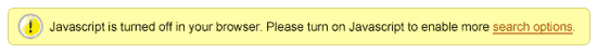 Message indicating JavaScript is turned off