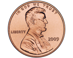 Obverse coin of Lincoln Penny bears the likeness of President Lincoln