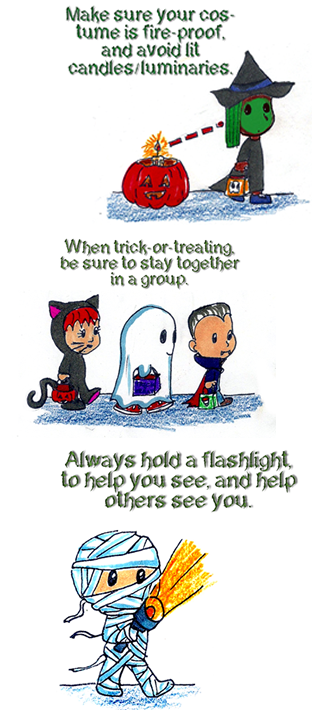 HSS Safety Cartoon - Halloween Health and Safety Tips