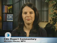 Video screenshot of Centers for Disease Control and Prevention expert commentary from Michele Hlavsa.