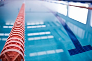 Close-up of the lane line of a pool.