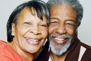 man and woman smiling