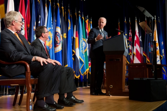Vice President Joe Biden delivers remarks at an MRAP Program transition Ceremony