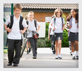 A group of teens walking to school