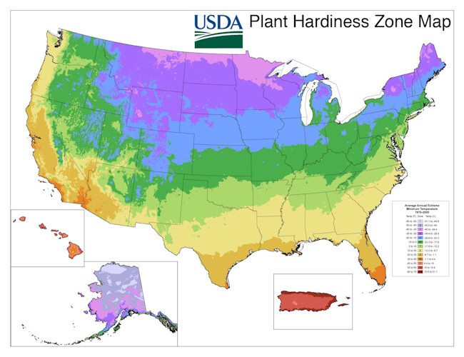 2012 version of USDA Plant Hardiness Zone Map