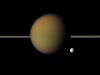 Saturn's moon Tethys and Titan